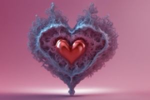 Thumbnail of featured artwork by members: heart of red and blue